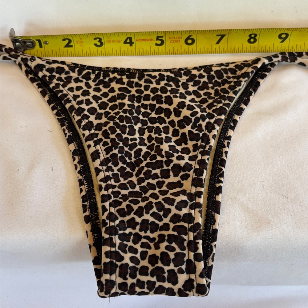 VINTAGE 1980’s SEXY LEOPARD PRINT BRAZILIAN STYLE STRING TIE THONG BIKINI SET- M - Picture 9 of 13